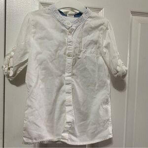 EUC H&M White Kids Band Collar Button Down Shirt 2-3 YRS